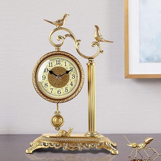 lixra European Elegance Brass Desk Clock