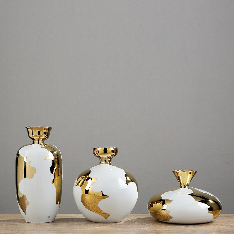 Lixra European Golden Decorative Flower Vase