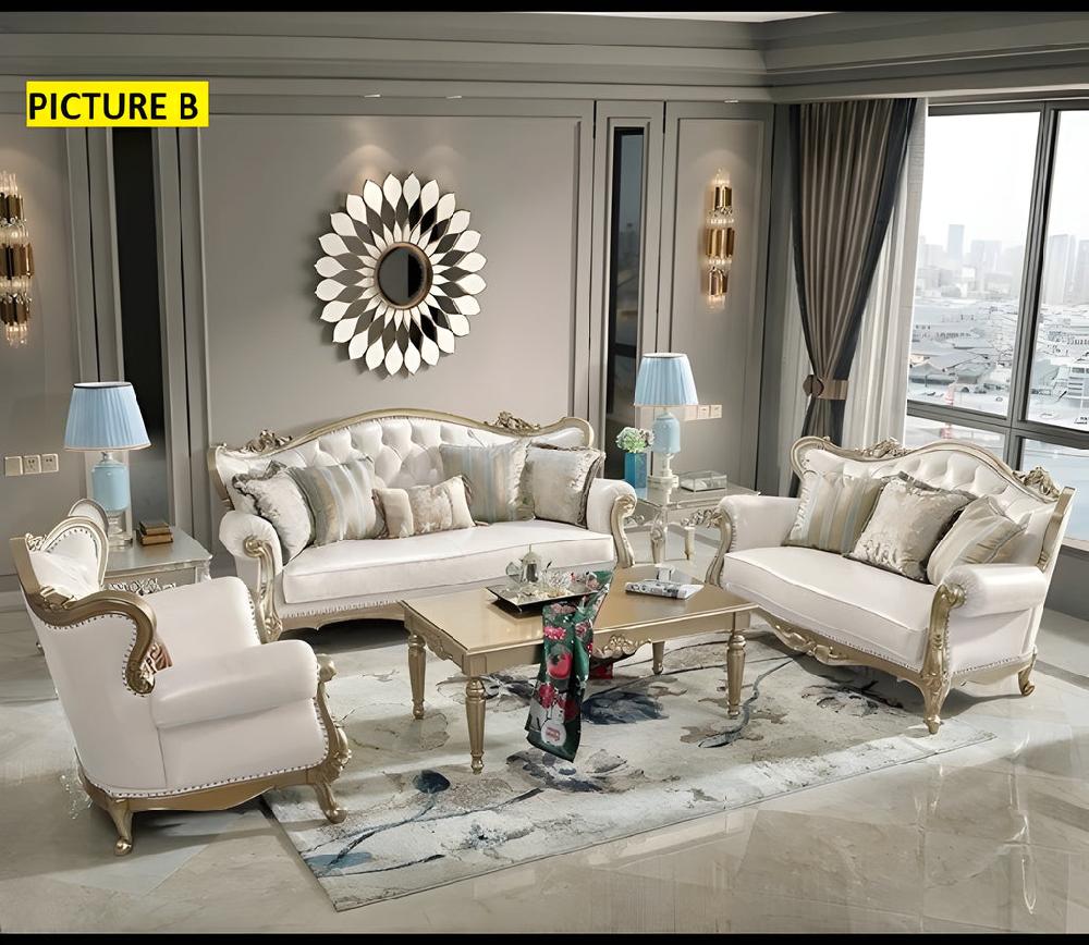 Lixra European Handcrafted 3-2-1 Leather Sofa Set