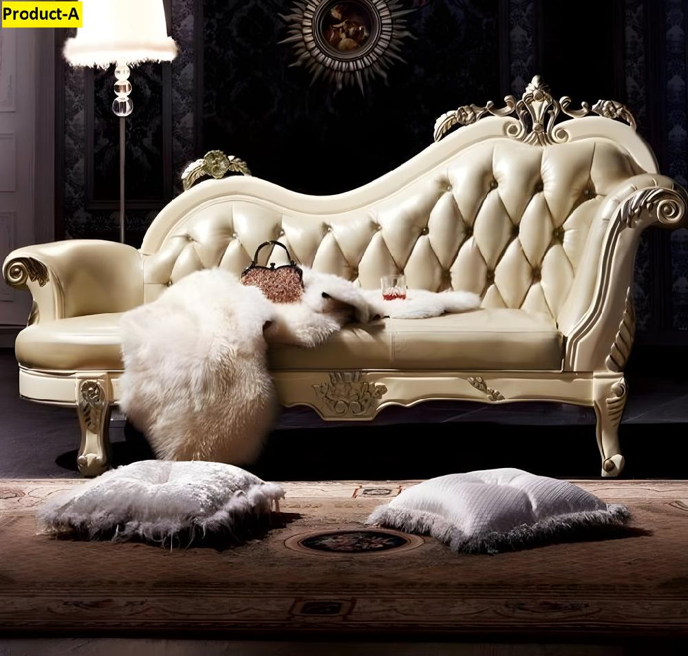 Lixra European Leather Chaise Lounge Sofa