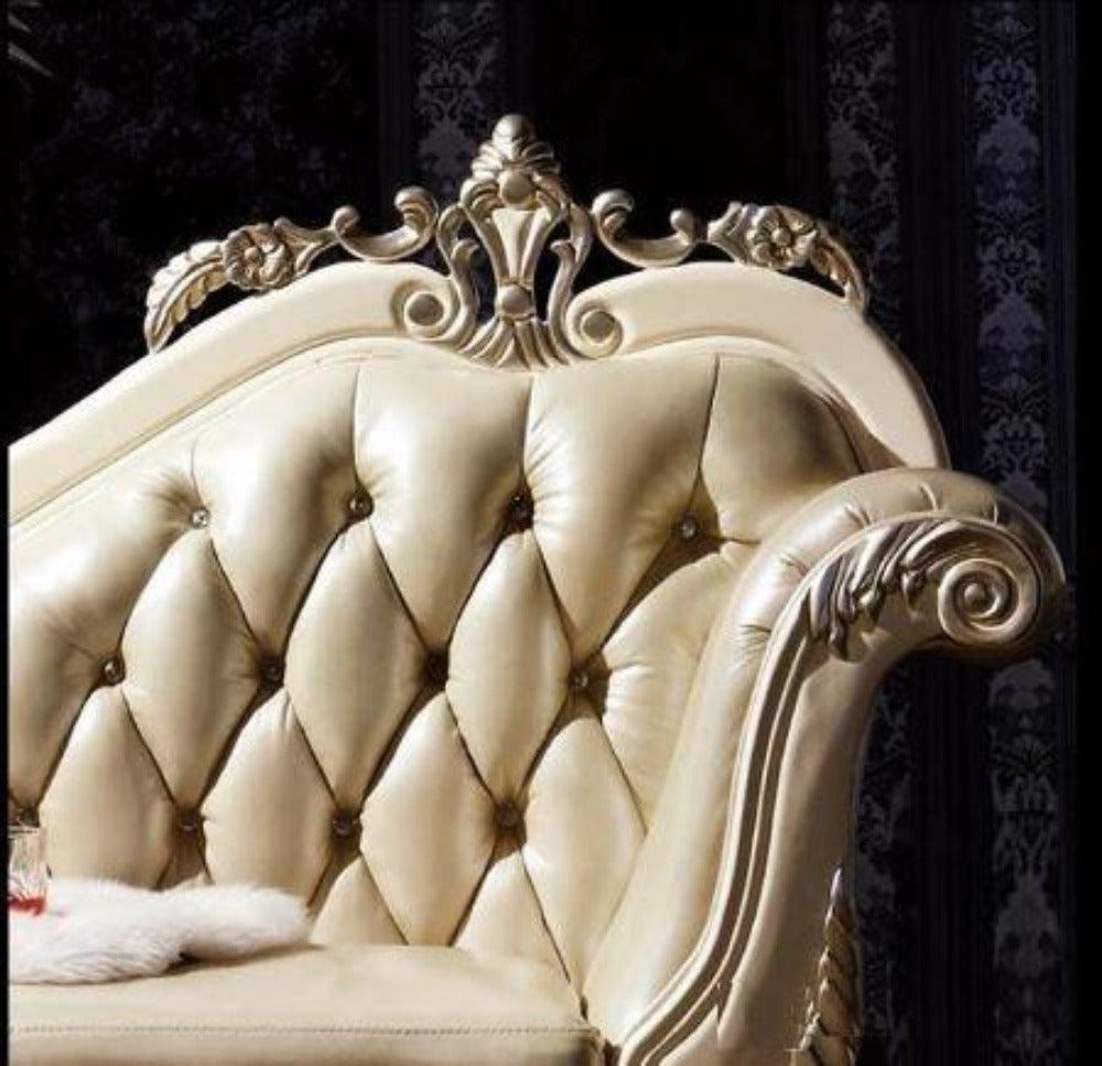 Lixra European Leather Chaise Lounge Sofa