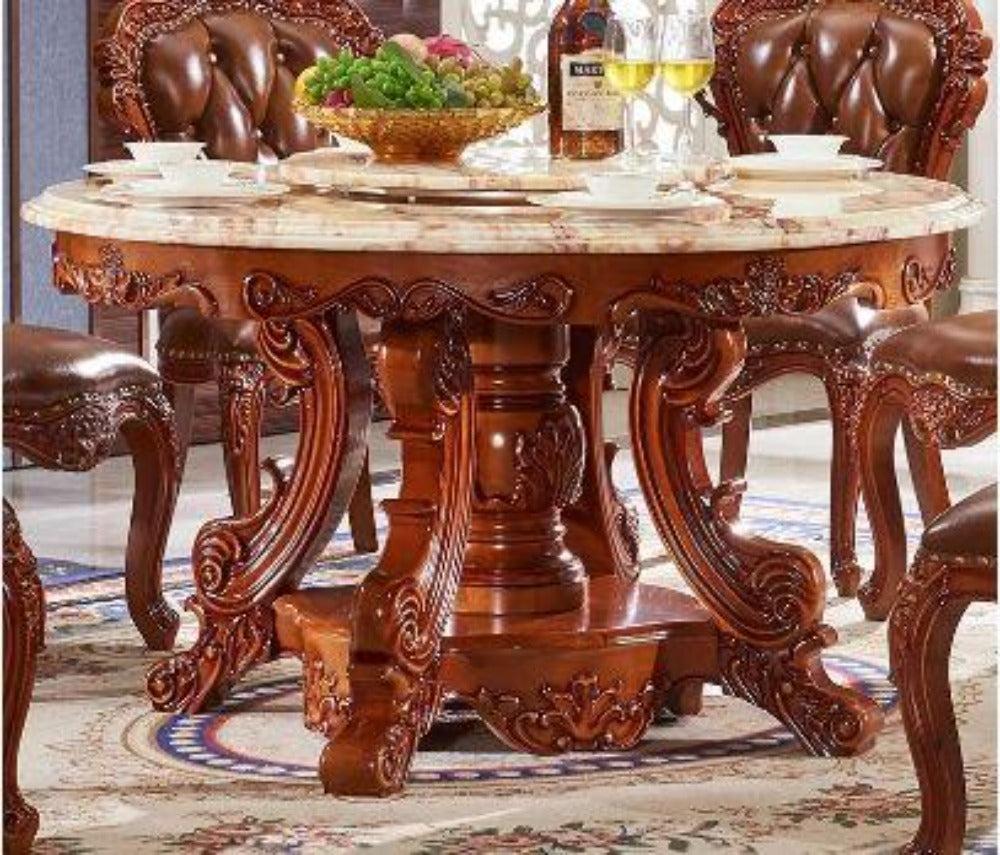 Lixra European Marble Circular Dining Table Set