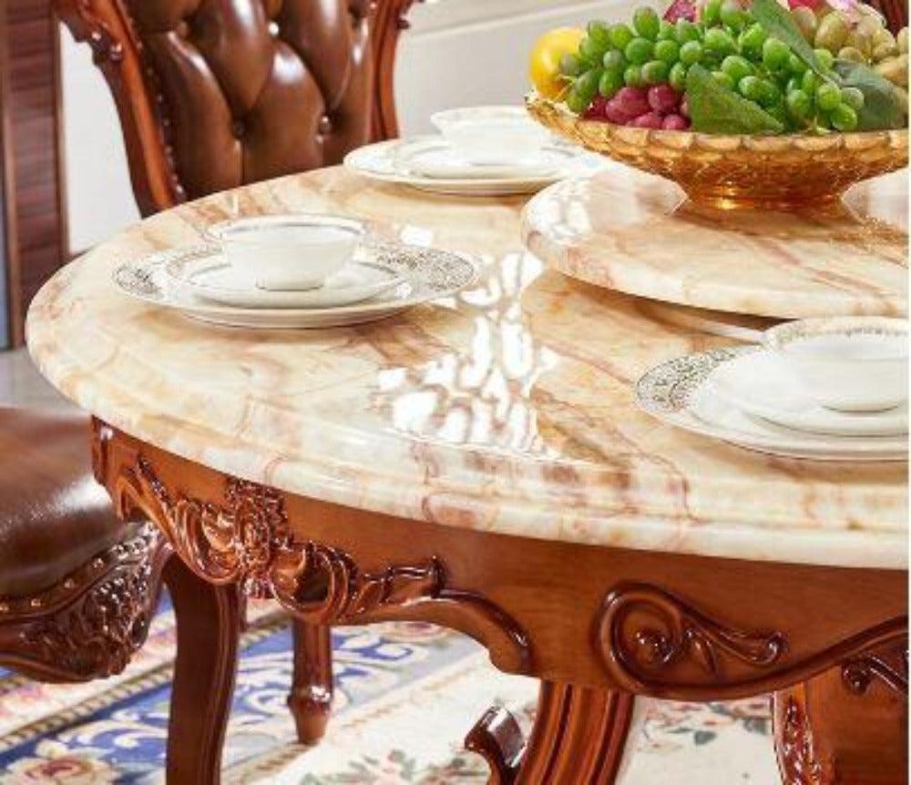 Lixra European Marble Circular Dining Table Set