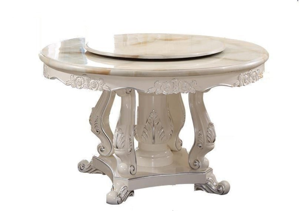lixra European Round Dining Table with Lazy Susan