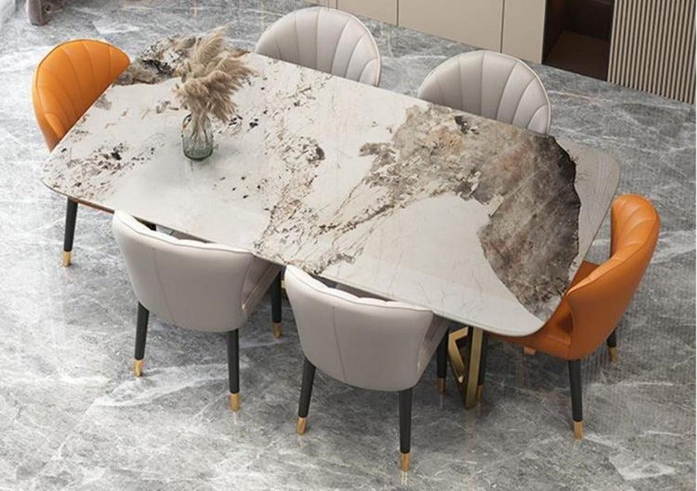 Lixra European Style Marble-Top Dining Table Set