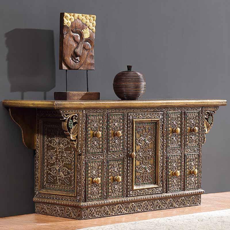 Lixra European Style Wooden Carved Accent Table