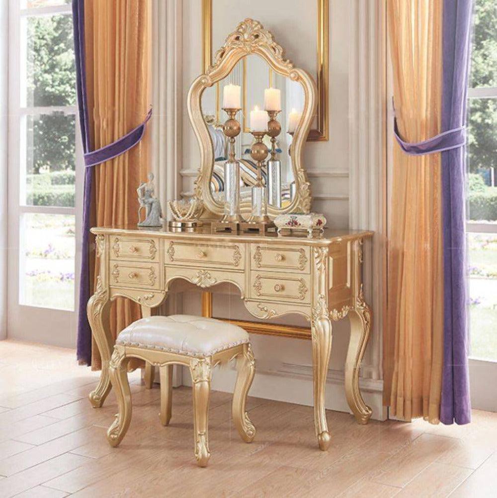 Lixra European Style Wooden Dresser With Stool