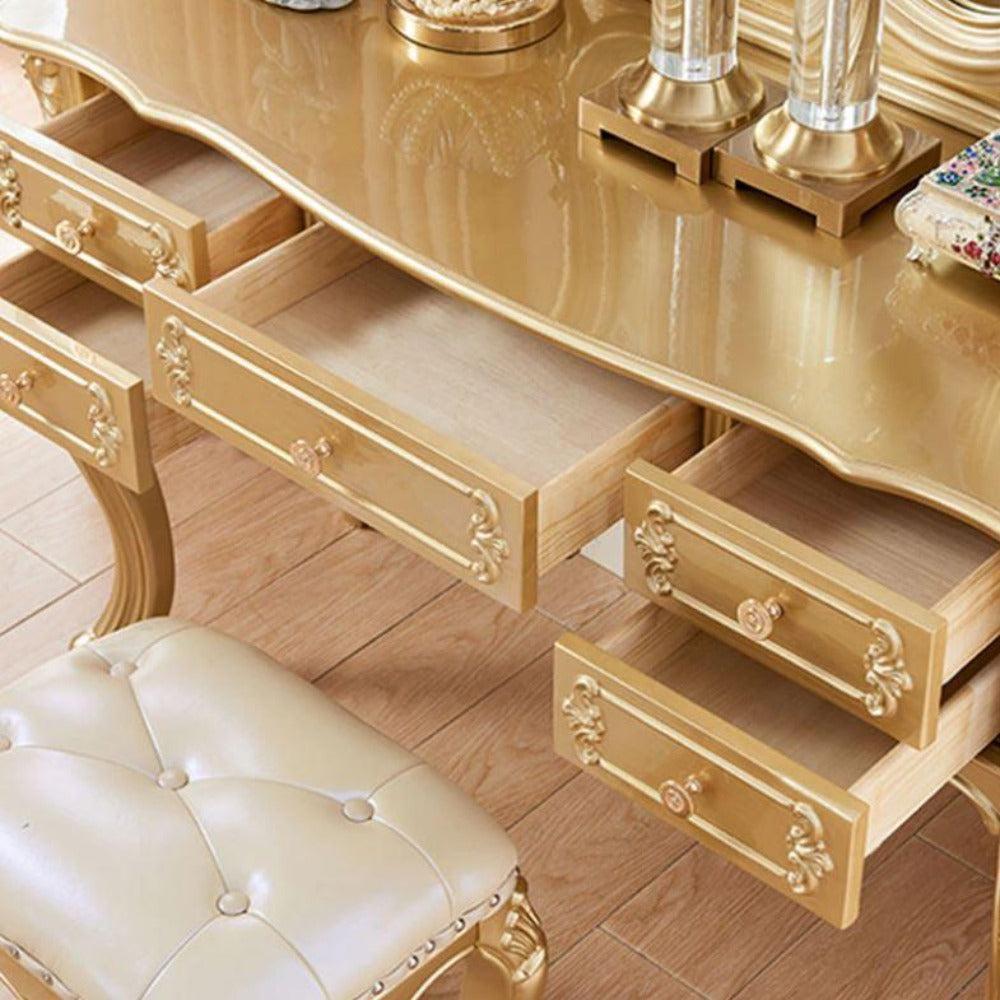 Lixra European Style Wooden Dresser With Stool