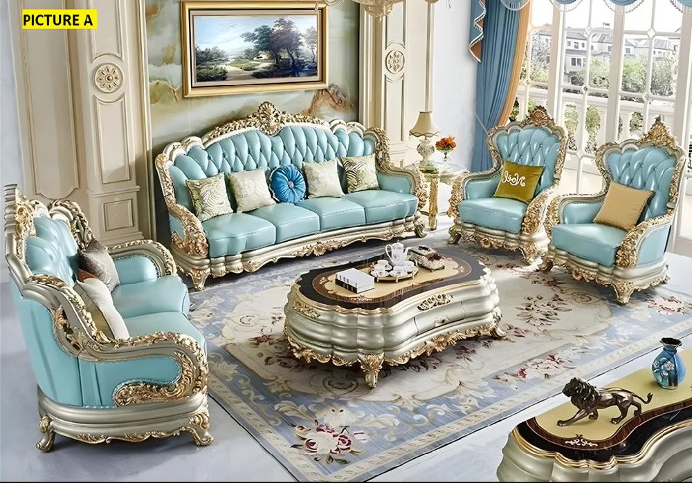 Lixra European Vintage Liville Leather Sofa Set