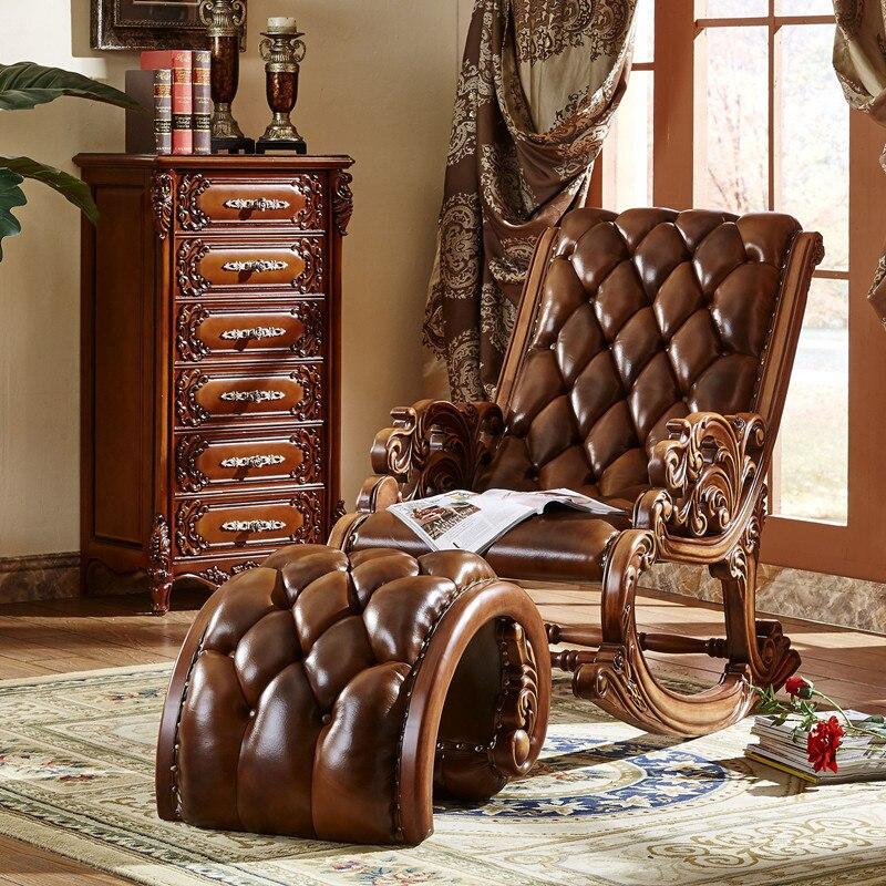 Lixra European Wooden Accent Chair With Foot Stool