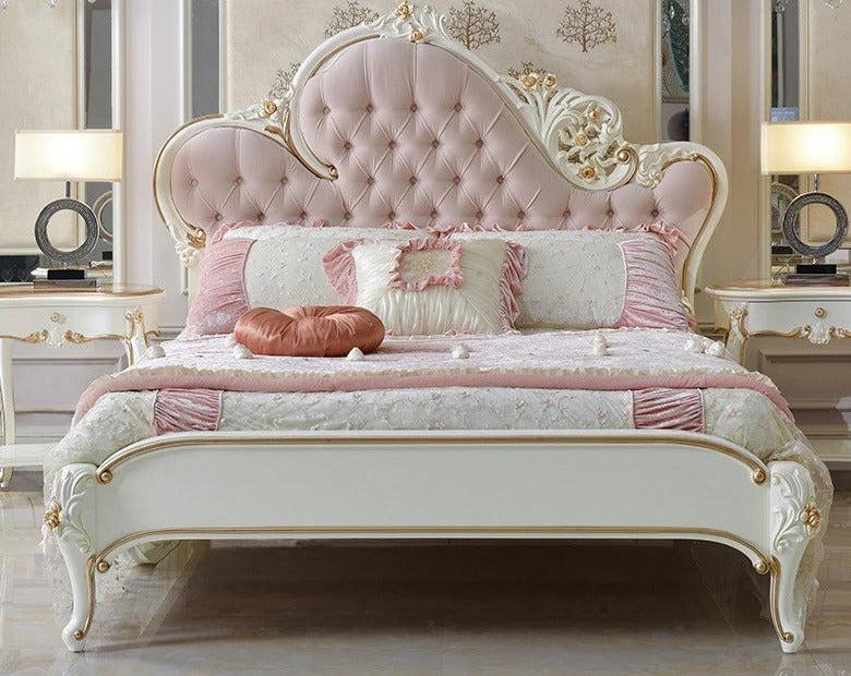 Lixra European Wooden Crafted Fabric Bed