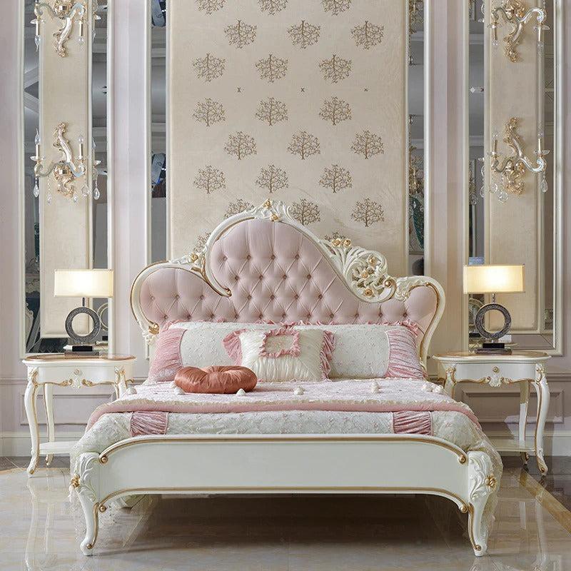 Lixra European Wooden Crafted Fabric Bed