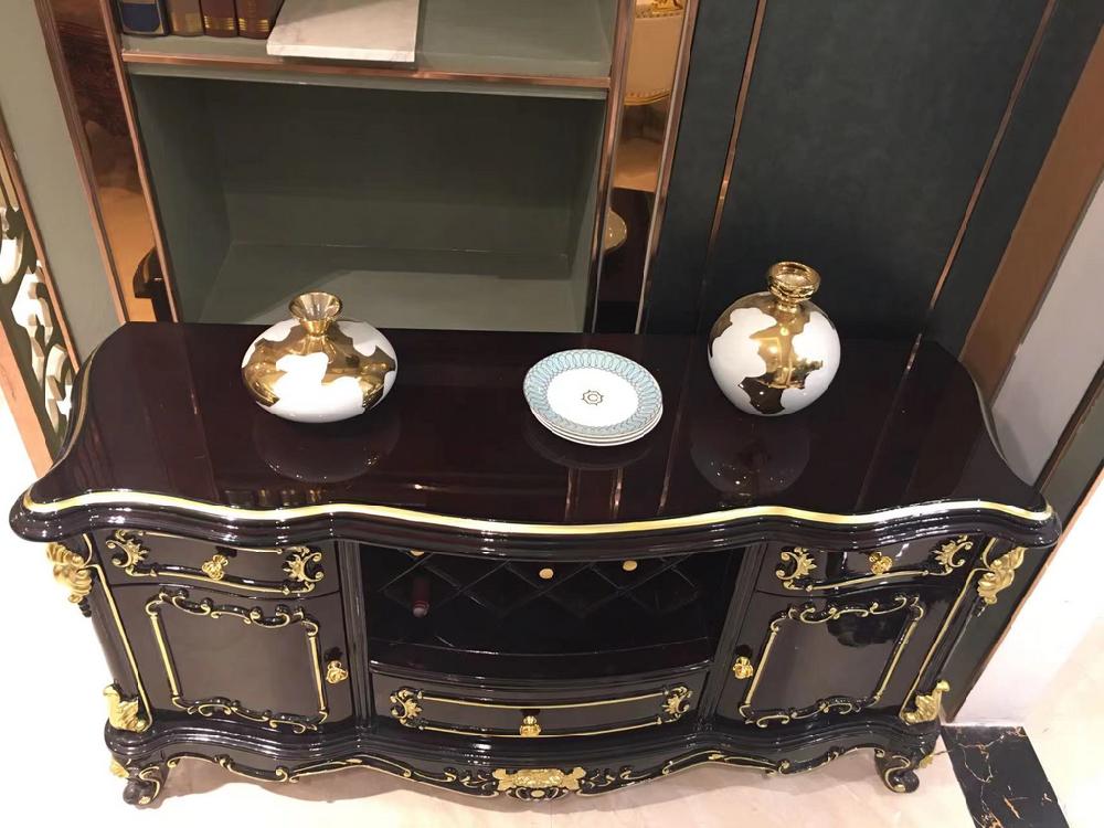 Lixra European Wooden Glossy Black Buffet Table