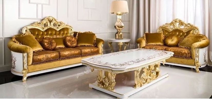 Lixra European Wooden Handcrafted Fabric Sofa Set