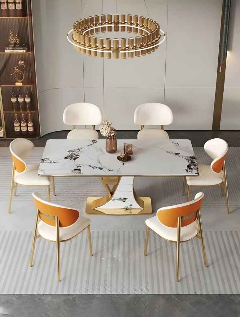 Lixra Excellent Finish Marble Dining Table Set