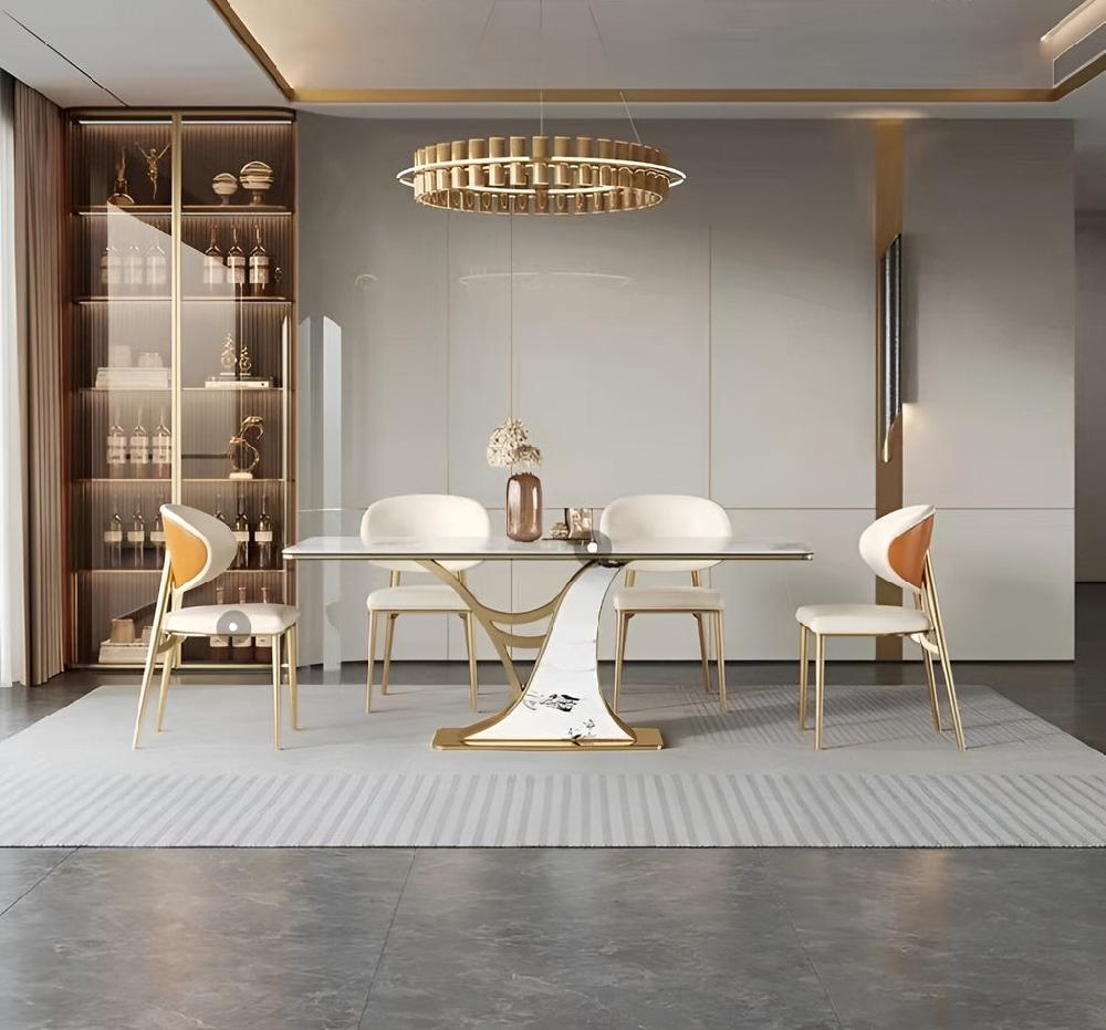 Lixra Excellent Finish Marble Dining Table Set