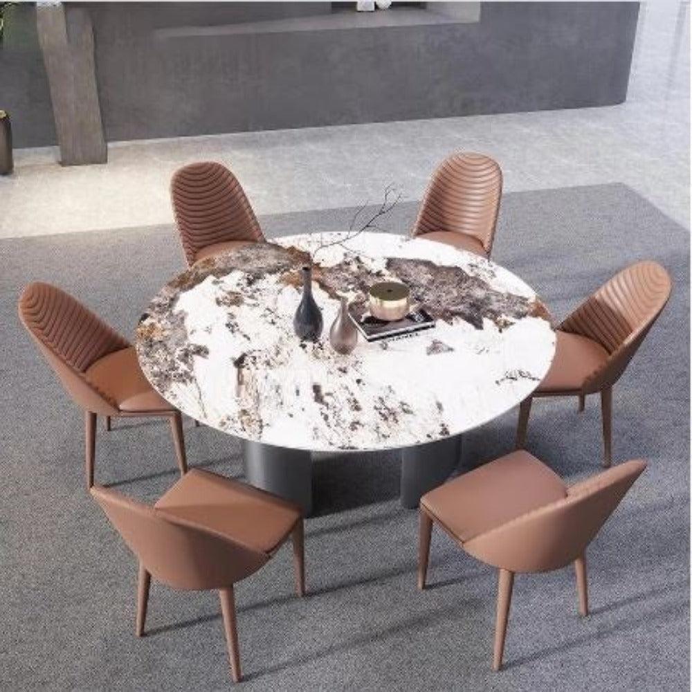 Lixra Excellent Finish Marble-Top Dining Table Set