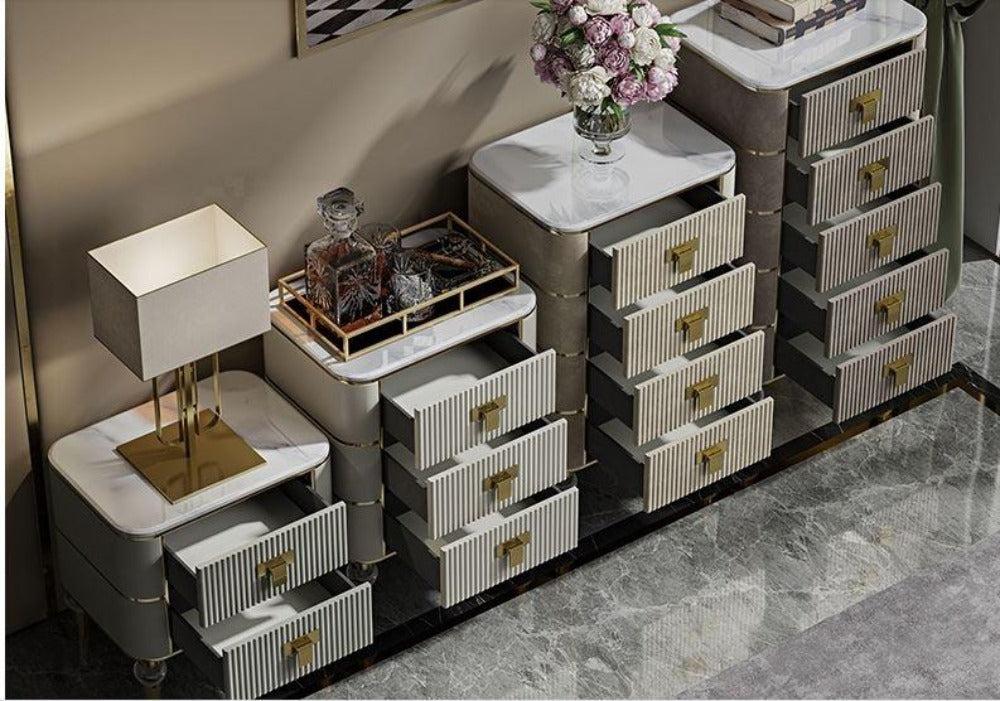Lixra Exclusive Light Marble Top Drawer Chest