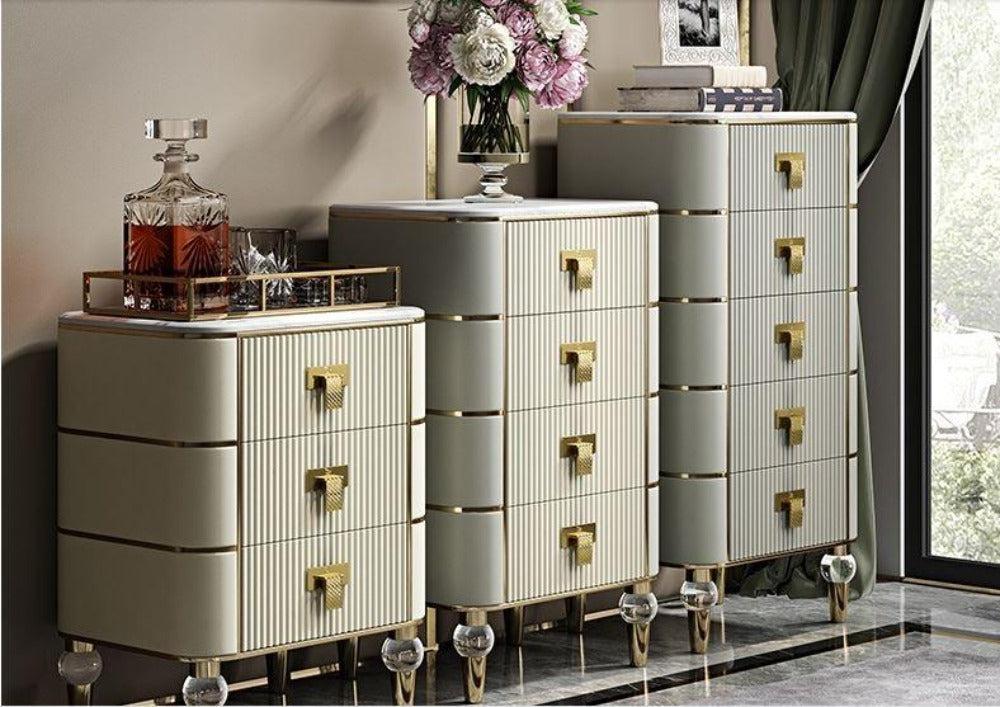 Lixra Exclusive Light Marble Top Drawer Chest