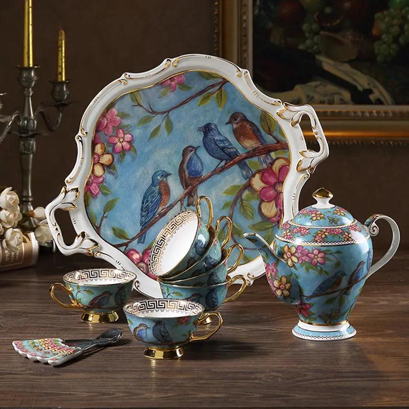 Lixra Exquisite Ceramic Blue Coffee Set