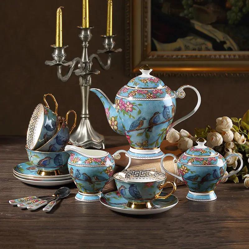 Lixra Exquisite Ceramic Blue Coffee Set