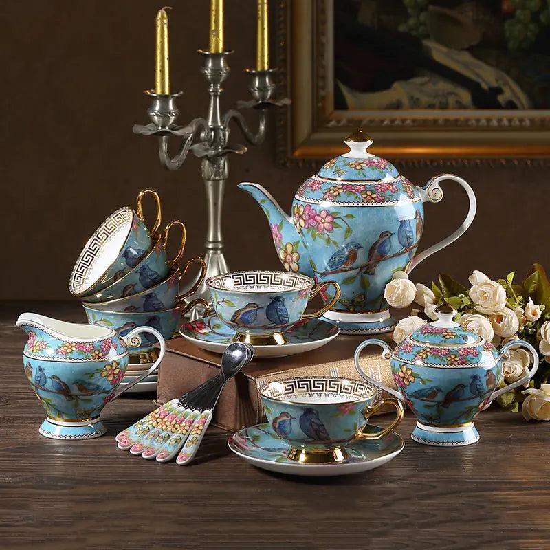 Lixra Exquisite Ceramic Blue Coffee Set