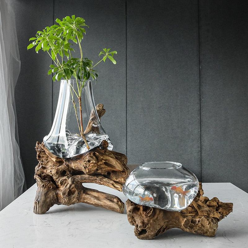 Lixra Exquisite Hydroponic Wooden Bonsai Vase