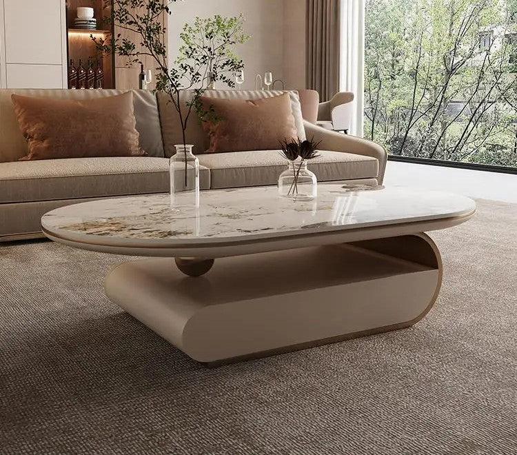 Lixra Exquisite Marble Top Oval Coffee Table