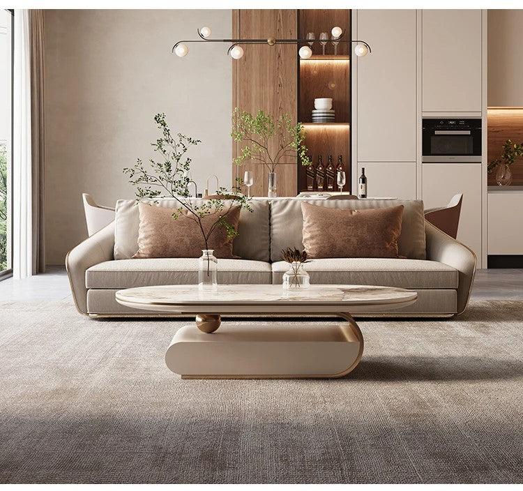 Lixra Exquisite Marble Top Oval Coffee Table