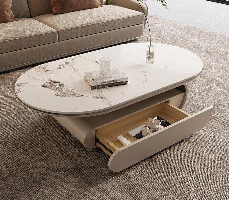 Lixra Exquisite Marble Top Oval Coffee Table