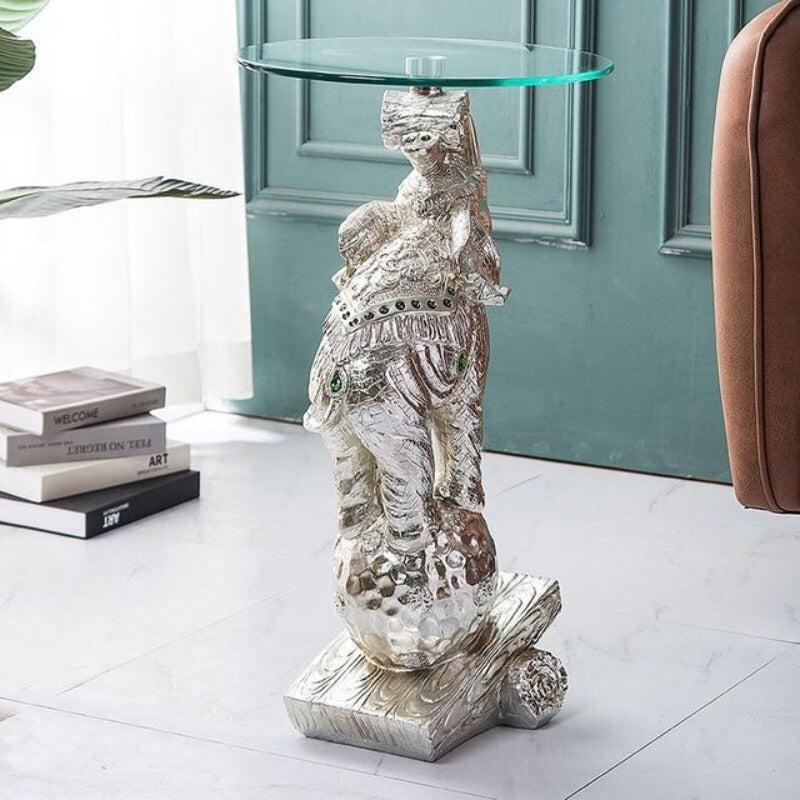 Lixra Exquisite Resin Side Table With Glass Top