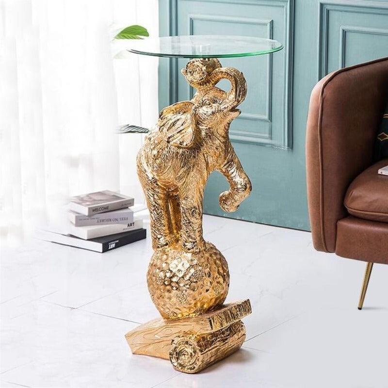 Lixra Exquisite Resin Side Table With Glass Top
