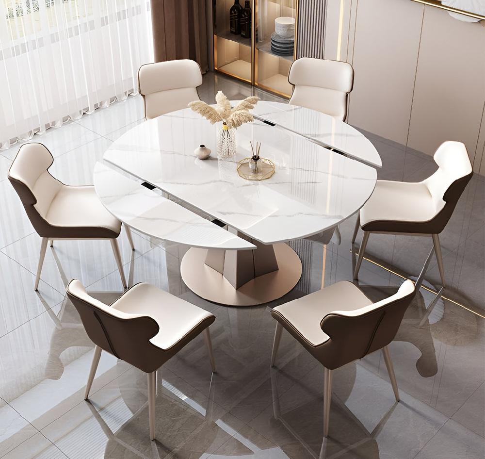 Lixra Extendable Round Rectangle Dining Table-Set