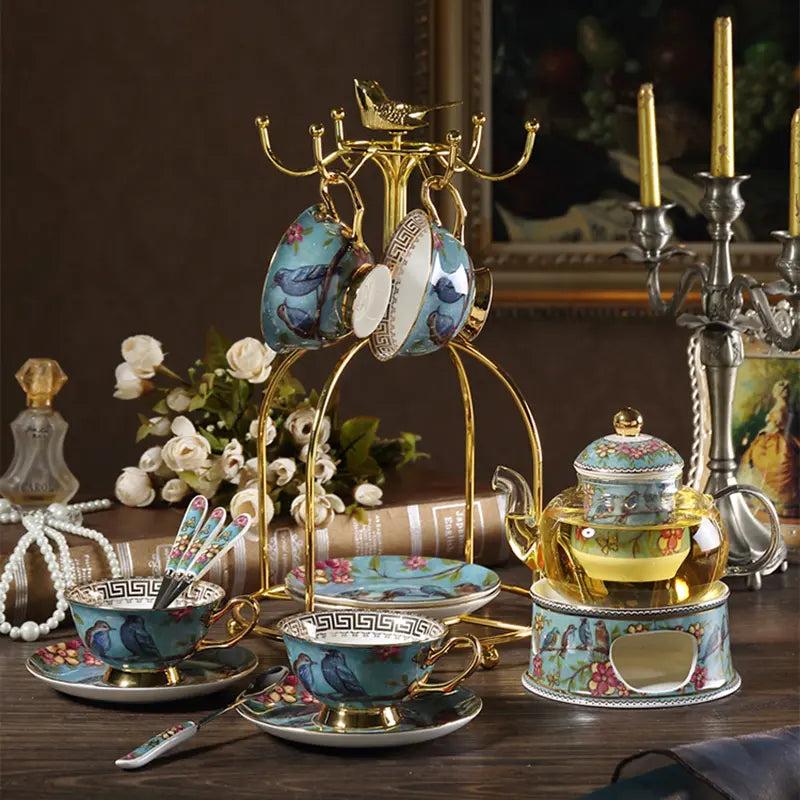 Lixra Extravagant Ceramic Blue Tea Set