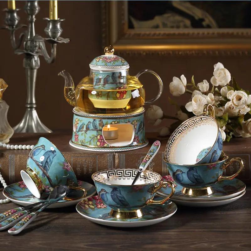 lixra Extravagant Ceramic Blue Tea Set