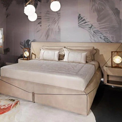 Lixra Fabric Upholstered Modern Bed With Headboard