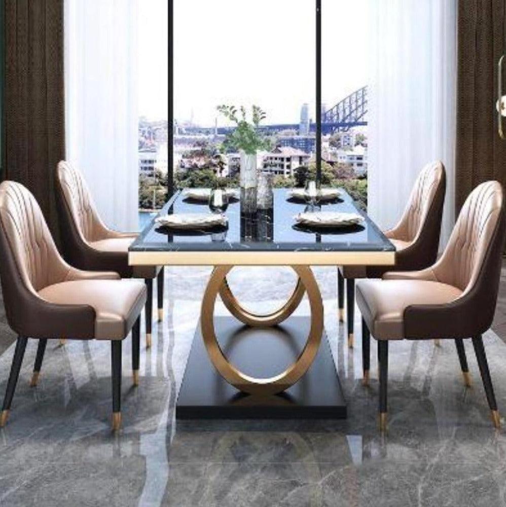 Lixra Fine Finish Marble Top Dining Table Set