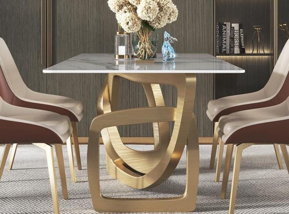 Lixra Fine Rectangular Marble Dining Table Set