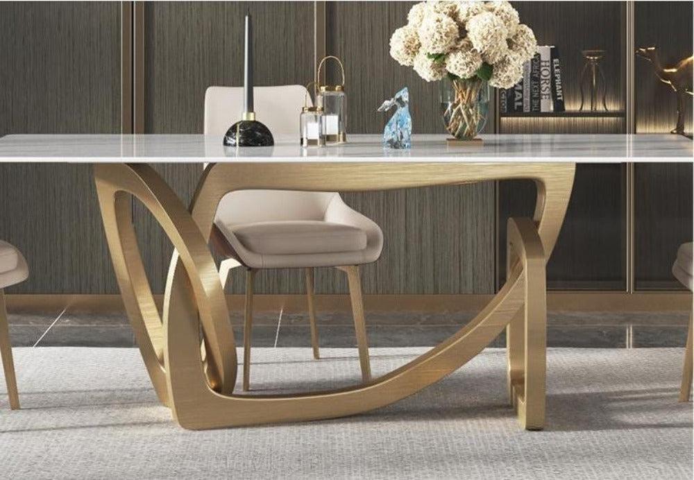 Lixra Fine Rectangular Marble Dining Table Set
