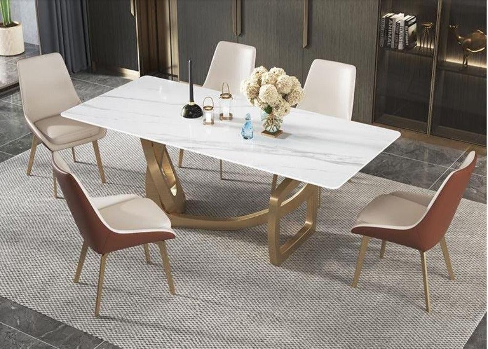 lixra Fine Rectangular Marble Dining Table Set