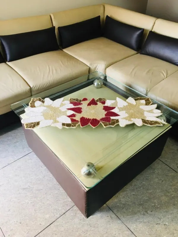 lixra Flower Breaded Decorative Table Runner