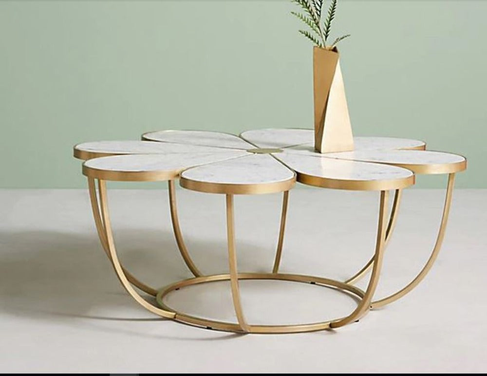Lixra Flower Design Marble Coffee Table