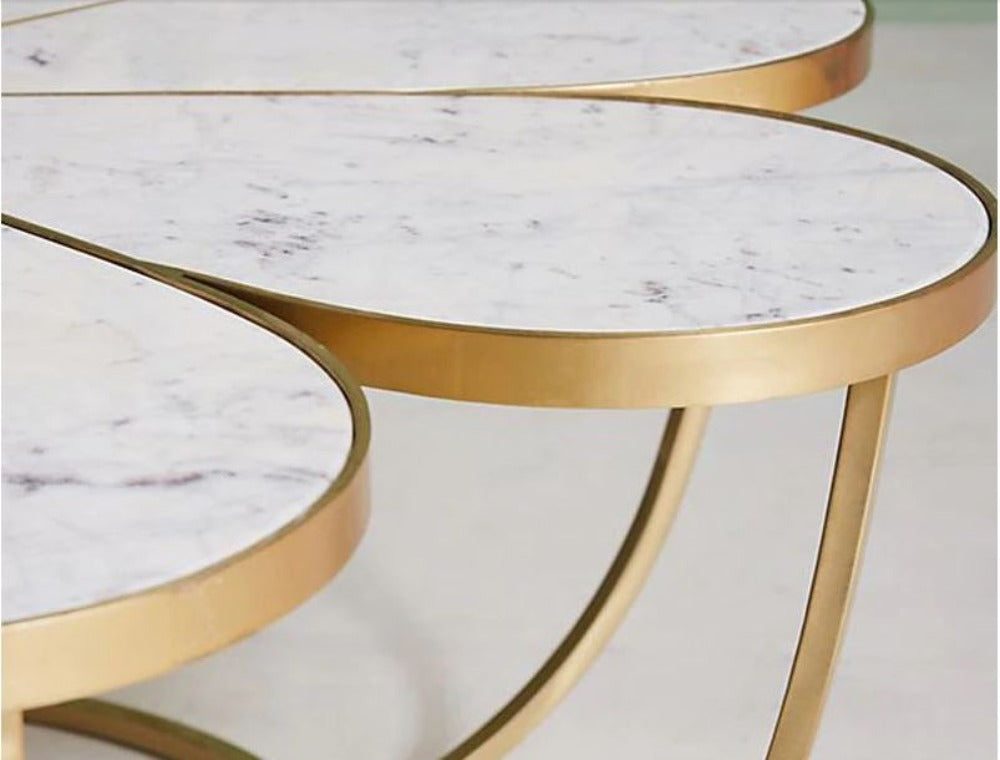 Lixra Flower Design Marble Coffee Table
