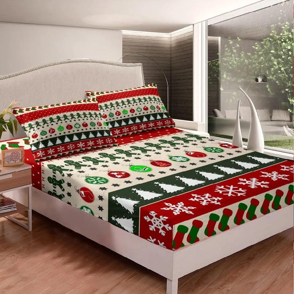 lixra Full Size Christmas Fitted Bedding Sets