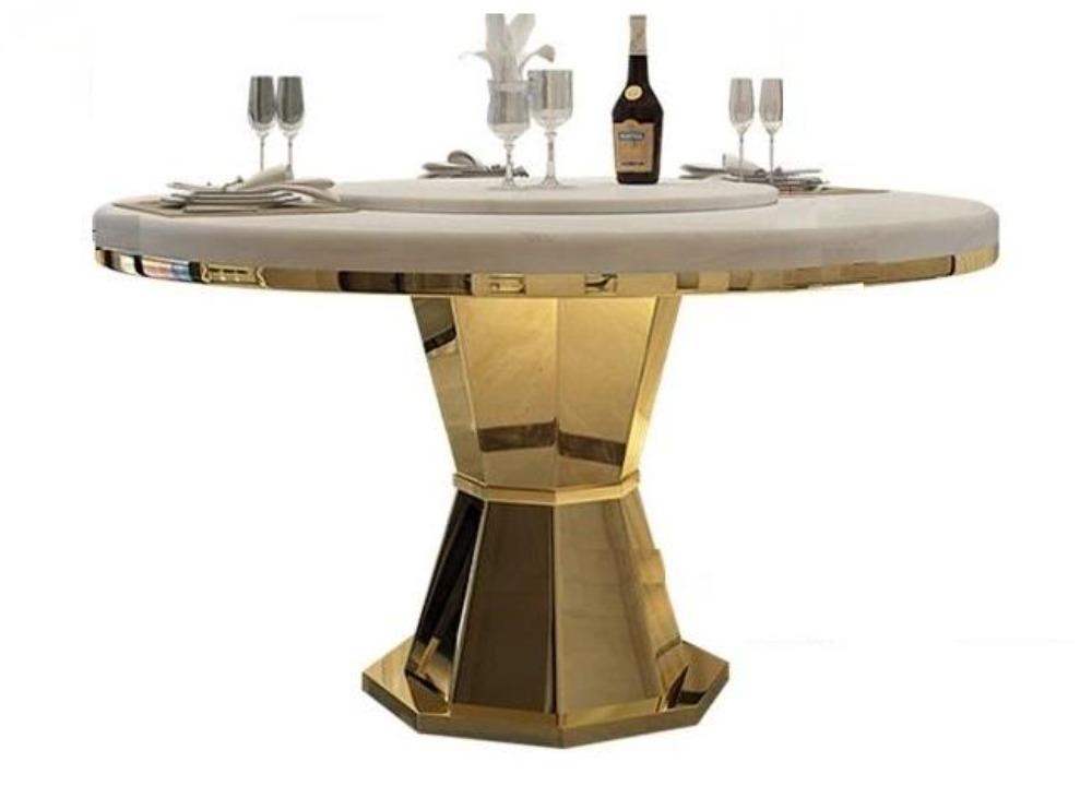 Lixra Furnished Round Marble Dining Table-Set