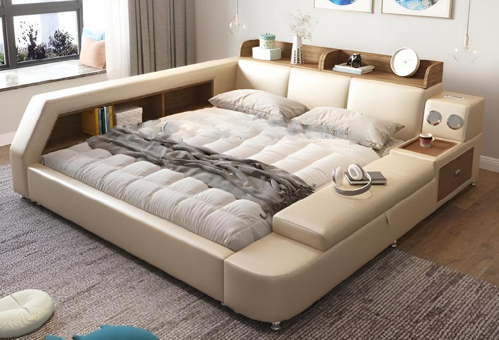 Lixra Futuristic Design Multipurpose Leather Bed