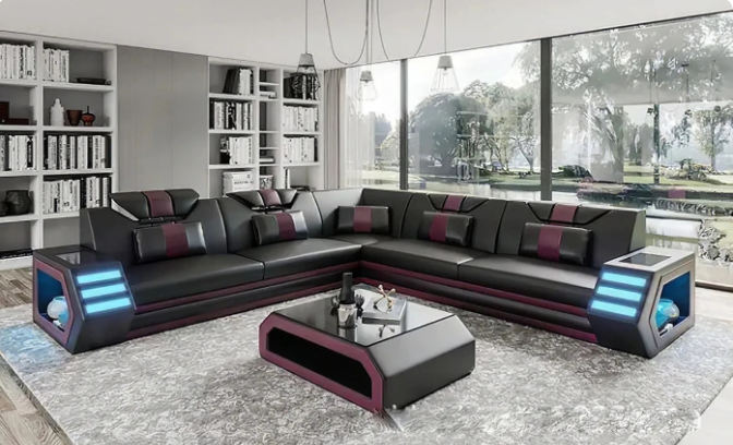 Lixra Futuristic L-Shaped Sectional Sofa Set