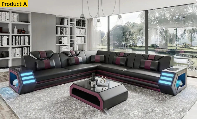 Lixra Futuristic L-Shaped Sectional Sofa Set