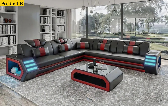 Lixra Futuristic L-Shaped Sectional Sofa Set