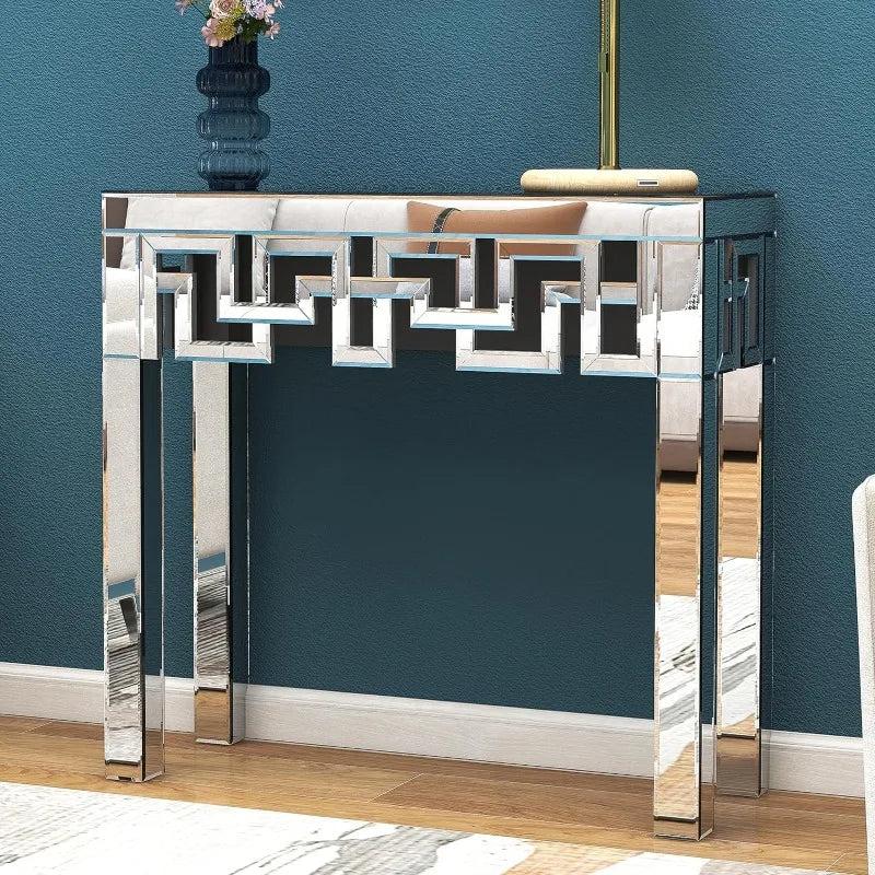 Lixra Geometric Design Mirrored Accent Table